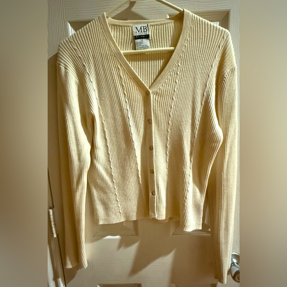 MB Design Cream Off White Beige Cardigan Medium